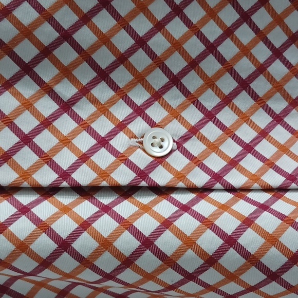 BANANA REPUBLIC High Collar, Button-Down Shirt - Orange and Maroon Pattern - Picture 7 of 9